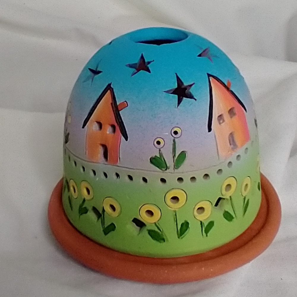 Starrylights Love your neighbor luminary.  Pottery fairy light